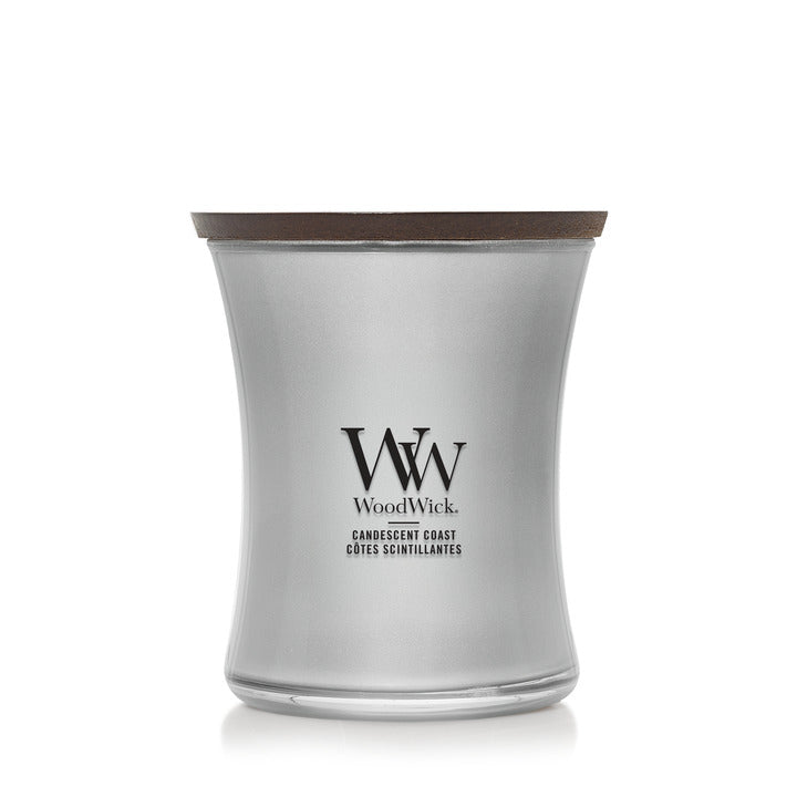 WoodWick Precious Metals Medium Candle – Candescent Coast Silver