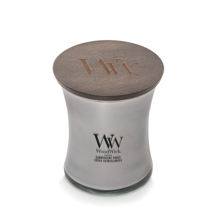 WoodWick Precious Metals Medium Candle – Candescent Coast Silver