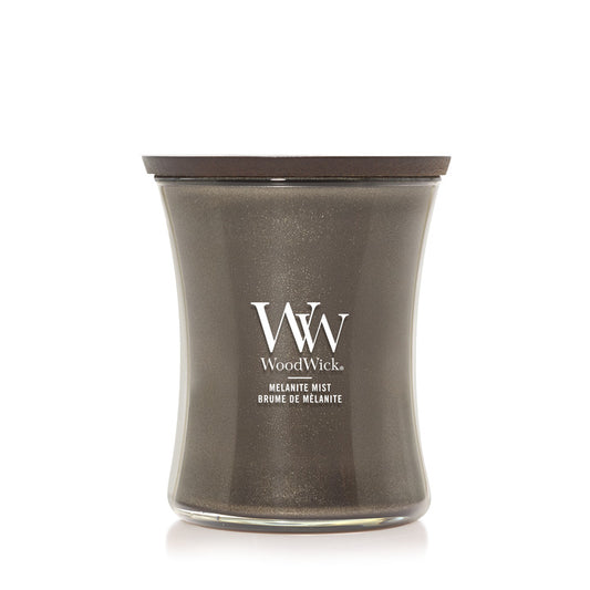 WoodWick Precious Metals Medium Candle – Melanite Mist Gunmetal