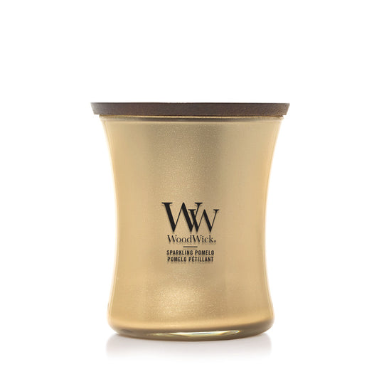 WoodWick Precious Metals Medium Candle – Sparkling Pomelo Champagne