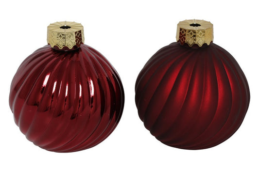 Kerstbalset Stripe Donkerrood Ø10 cm