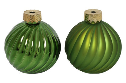 Kerstbalset Stripe Groen Ø10 cm
