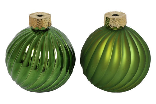 Kerstbalset Stripe Groen Ø10 cm