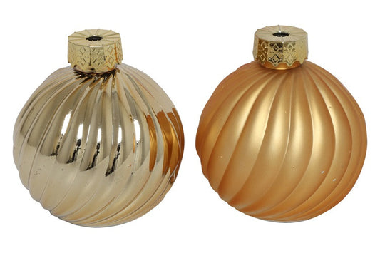 Kerstbalset Stripe Goud Ø10 cm