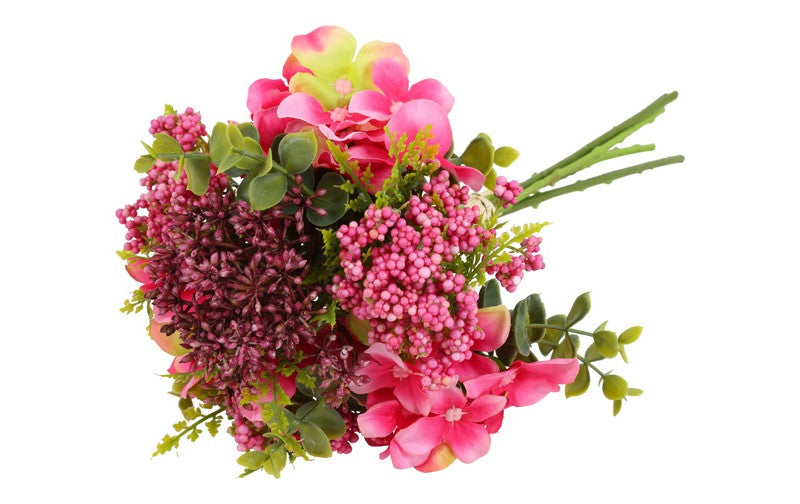 Kunst boeket Hydrangea/achillea lila